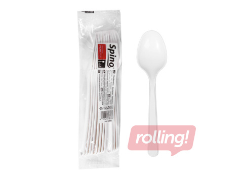 Plastic spoons, reusable, white, 18cm, 12 pcs.