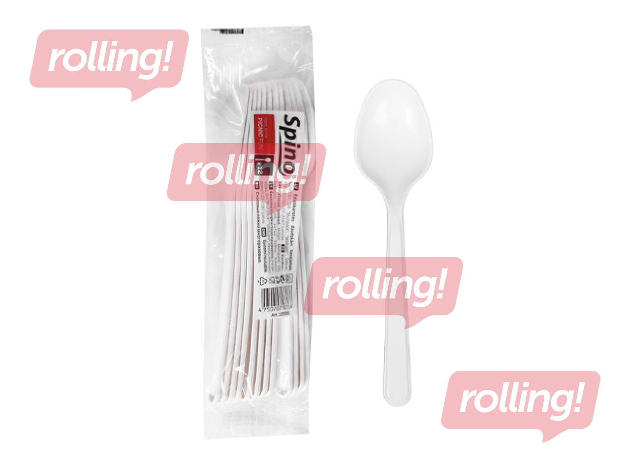 Plastic spoons, reusable, white, 18cm, 12 pcs.