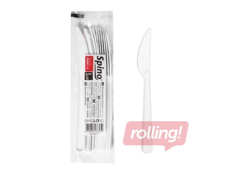 Plastic knives, reusable, white, 18cm, 12 pcs.