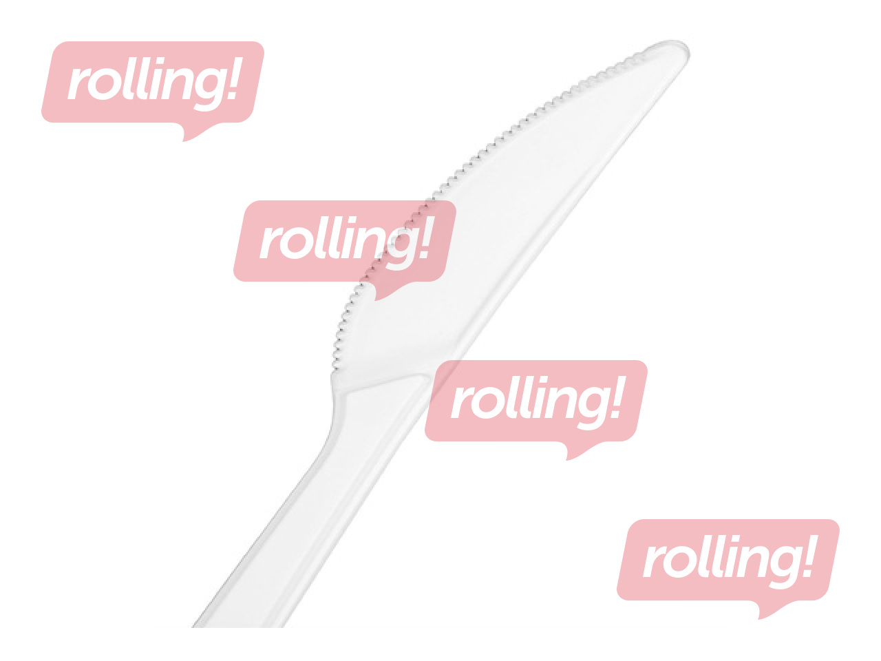 Plastic knives, reusable, white, 18cm, 12 pcs.