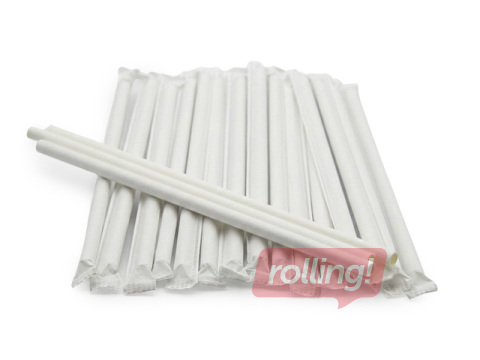 Hygienic cocktail straws, paper, white, 21cm, ø6mm, 250 pcs.