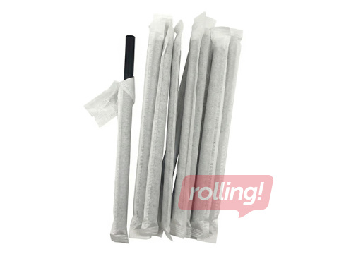 Kokteiļu salmiņi higiēniskie, papīra, melni, 20cm, ø6mm, 250 gab.