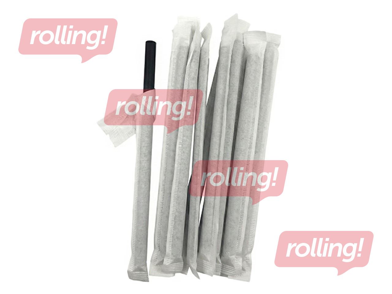 Kokteiļu salmiņi higiēniskie, papīra, melni, 20cm, ø6mm, 250 gab.