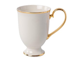 Керамическая чашка на ножке, PRIMA GOLD, белая с золотой каймой, 280мл