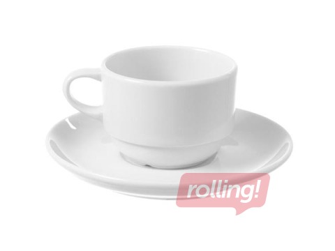 Tase Bianco, ar apakštasi, porcelāna, balta, 90ml