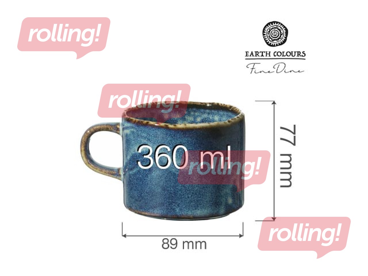 Кружка Eminence, фарфоровая, синяя, 360мл