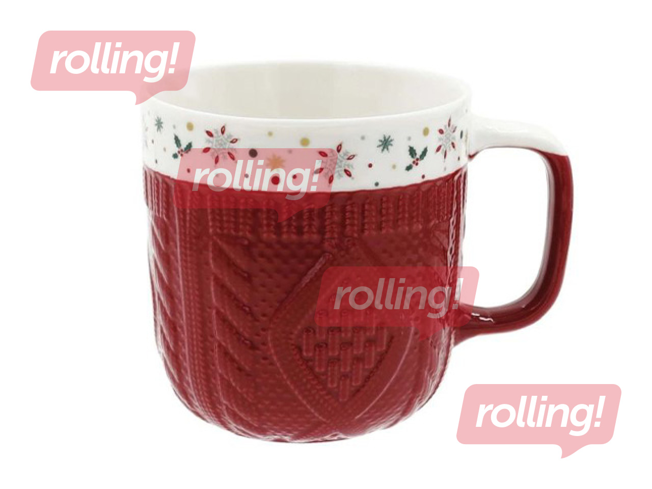 Krūze Toro Ziemassvētku adījums, keramika, sarkana, 330ml