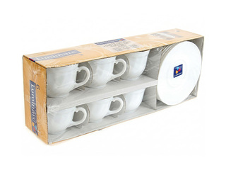 Kafijas servīze Luminarc Trianon, rūdīta stikla, balta, 220ml, 6 personām