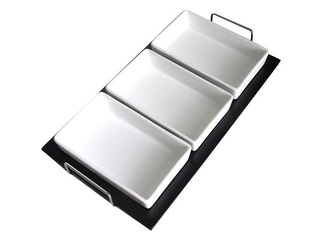 Serving dish 3 parts, wooden tray, 32x18x4cm
