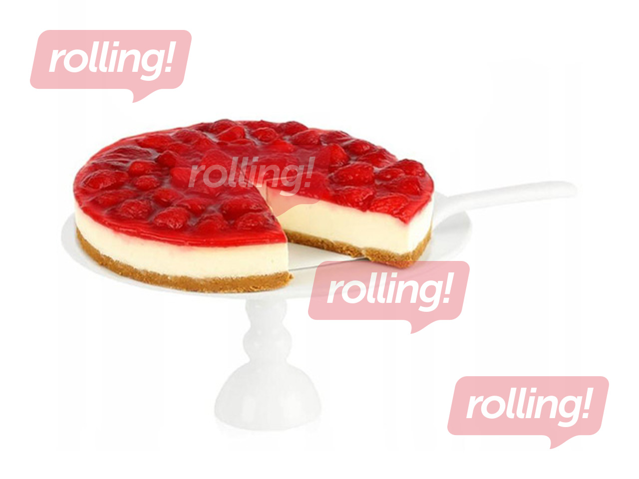 Cake stand Prymus-AGD, with spatula, white, 26cm