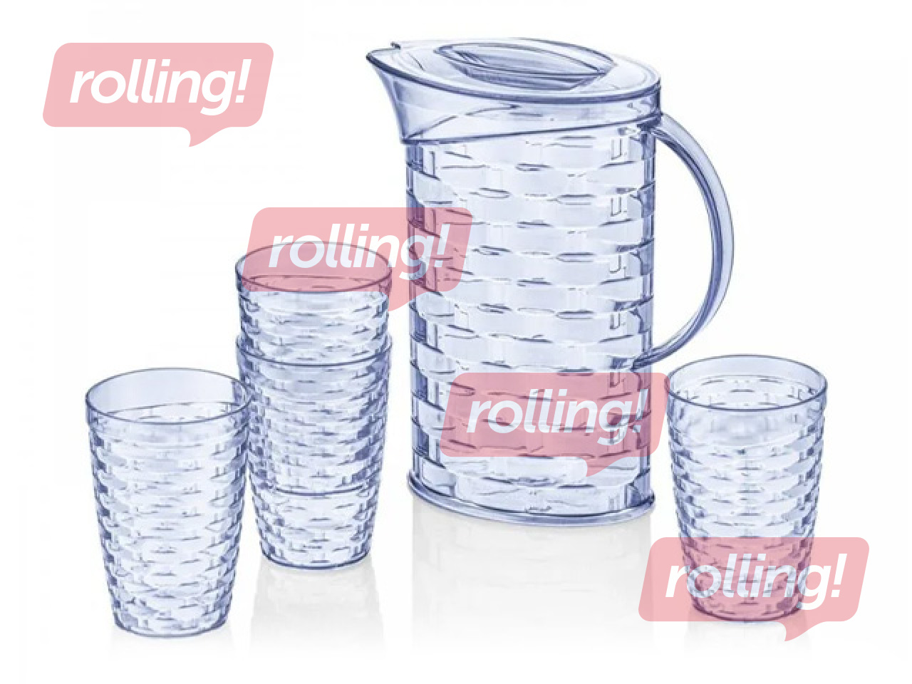 Dzērienu komplekts Rattan, dažādas krāsas, plastmasas, 4 personām