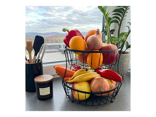 Augļu grozs Springos, metāla, melns, Ø32.5x30cm