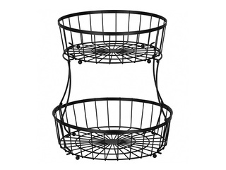 Basket Springos, fruit, black, metal, Ø32.5×30cm
