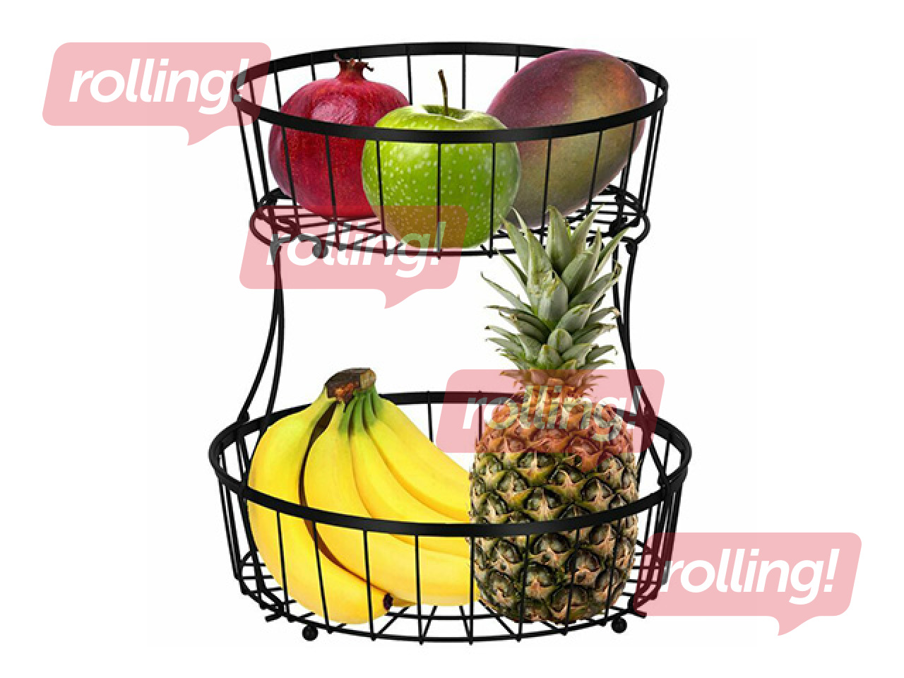 Korv Springos, puuviljadele, must, metall, Ø32.5×30cm