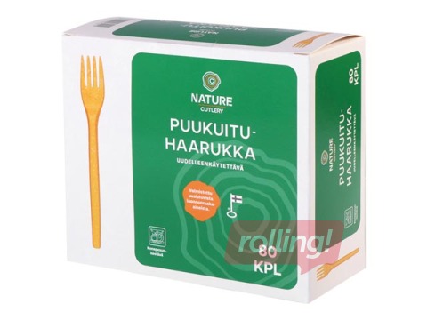 Wood fiber forks, reusable, 170 mm, 80 pcs.