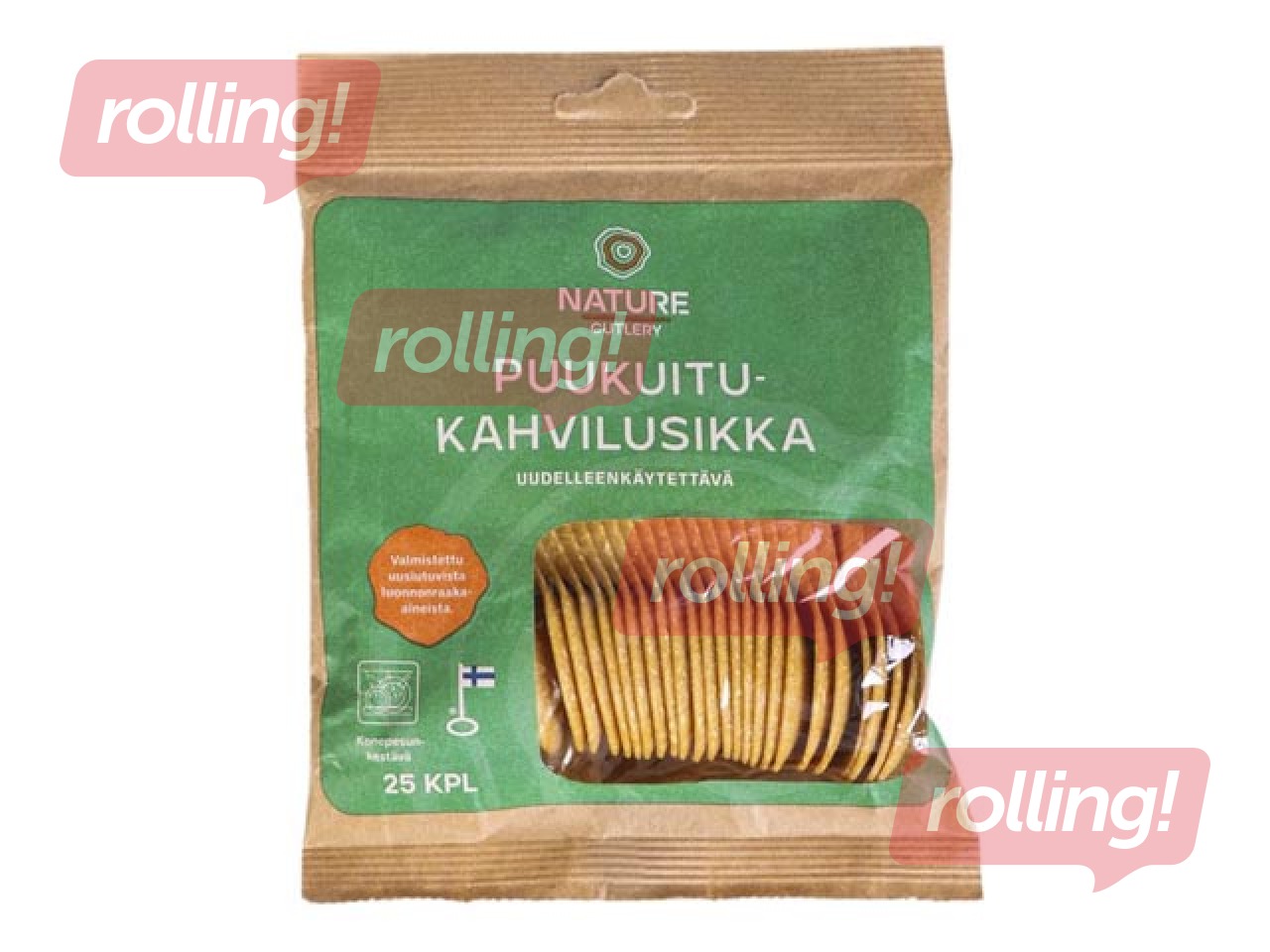 Teelusikad Nature Line, puidust, korduvkasutatav, 25 tk.