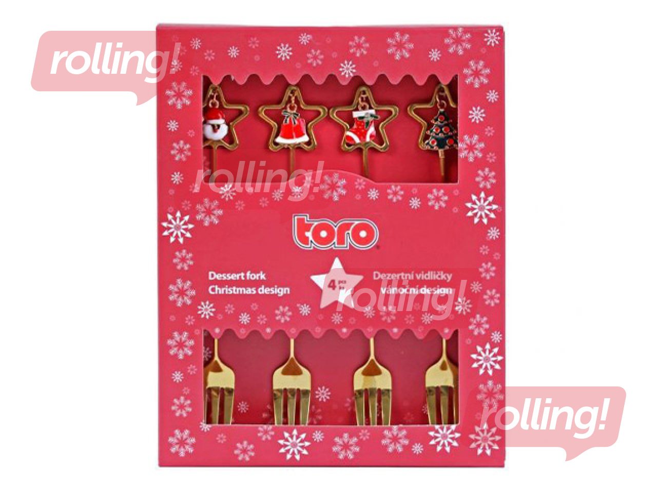 Magustoidukahvlite komplekt Toro, Jõulutähed, 4 tk