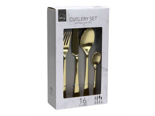 Cutlery Set, Gold, 16 pcs