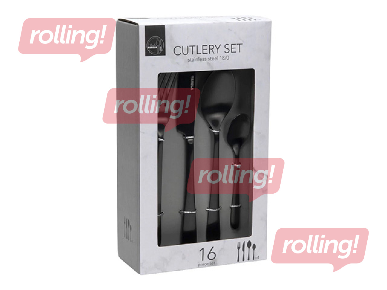 Cutlery Set, Black, 16 pcs.