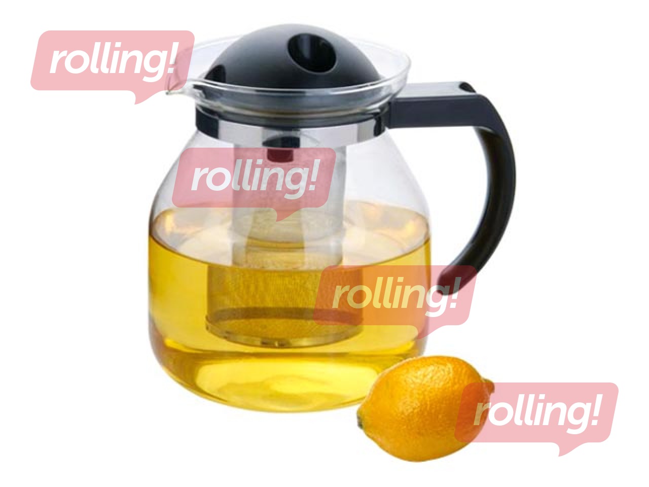 Teekann Cromer, klaas metallist sõelaga, 1,5 L