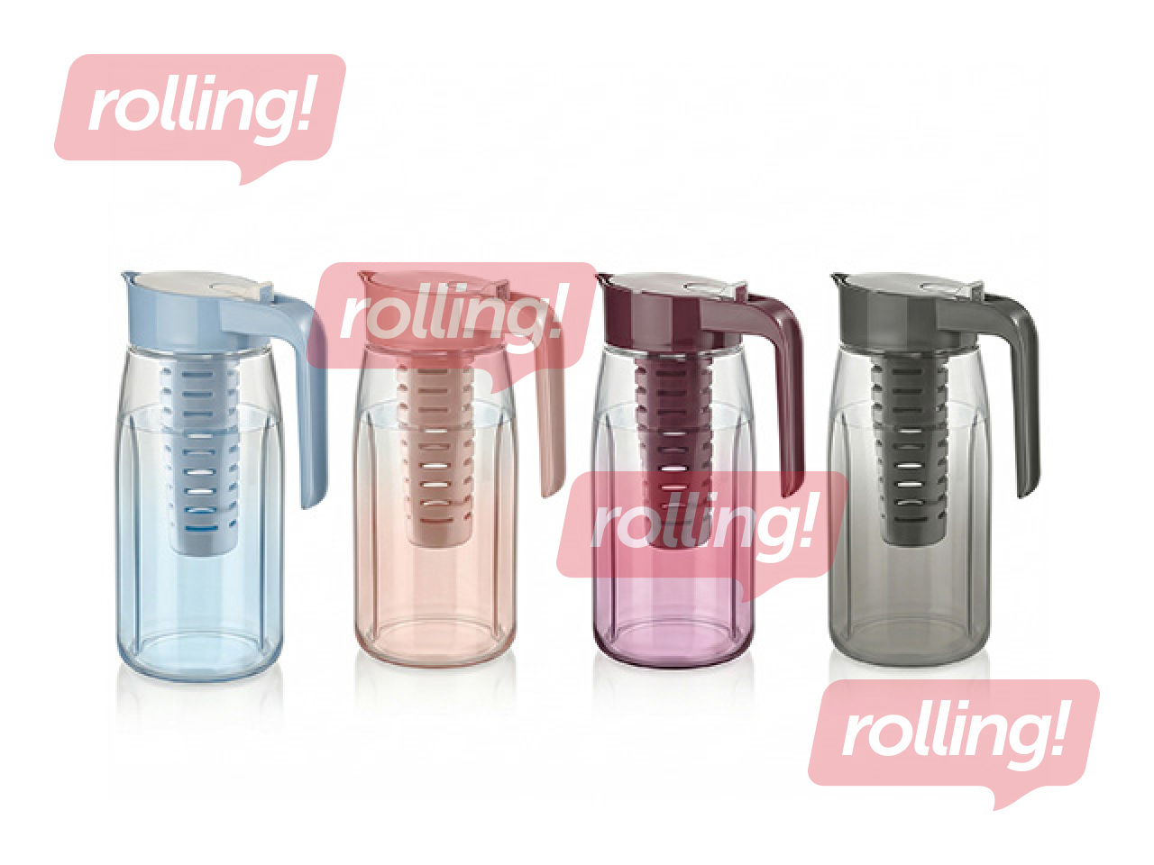 Karafe Luna, ar infuzoru, stikla, dažādas krāsas, 1.5l