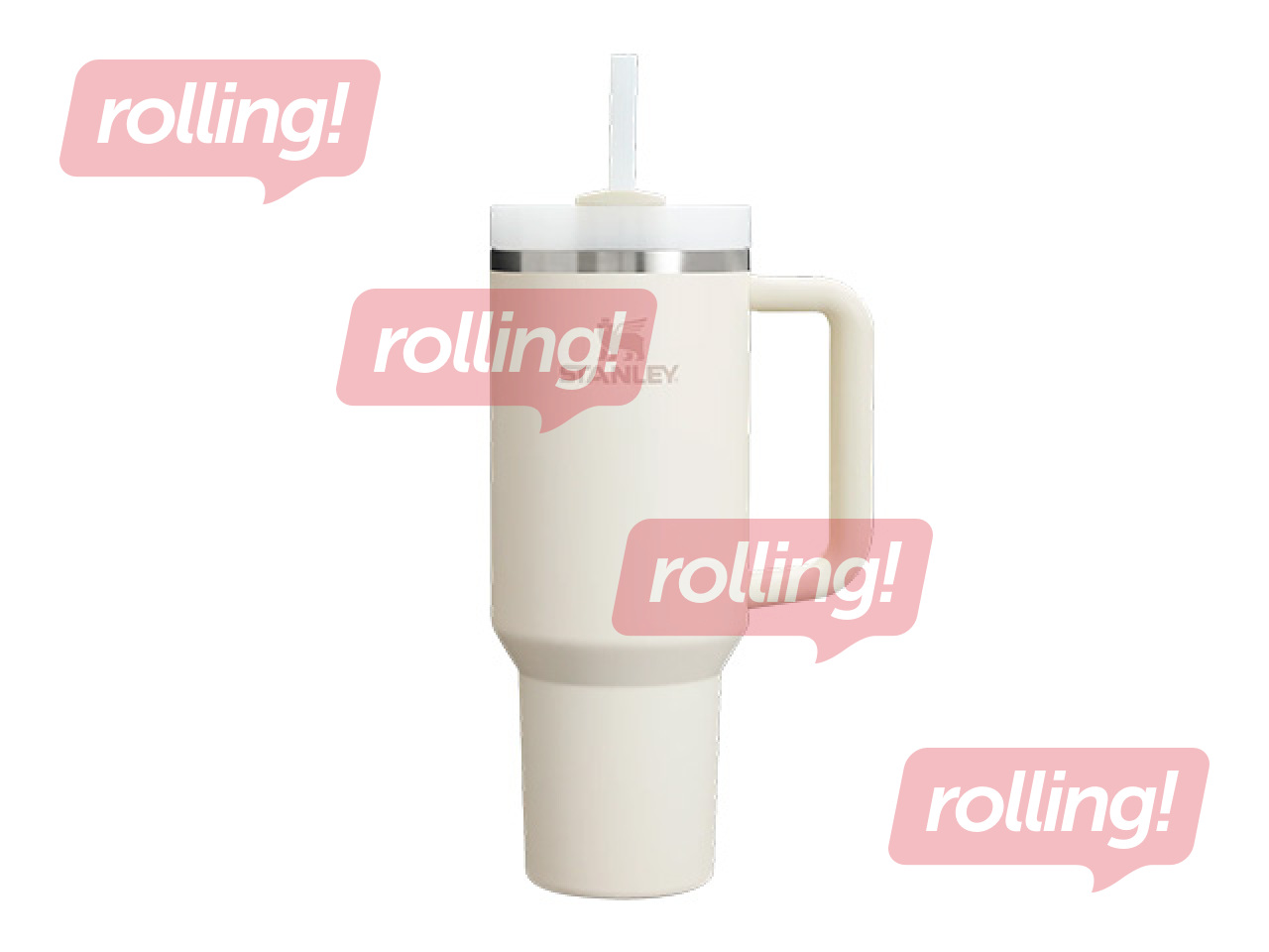 Thermal tumbler Stanley, Quencher H2.0 Flowstate, with straw, cream color, 1.18l