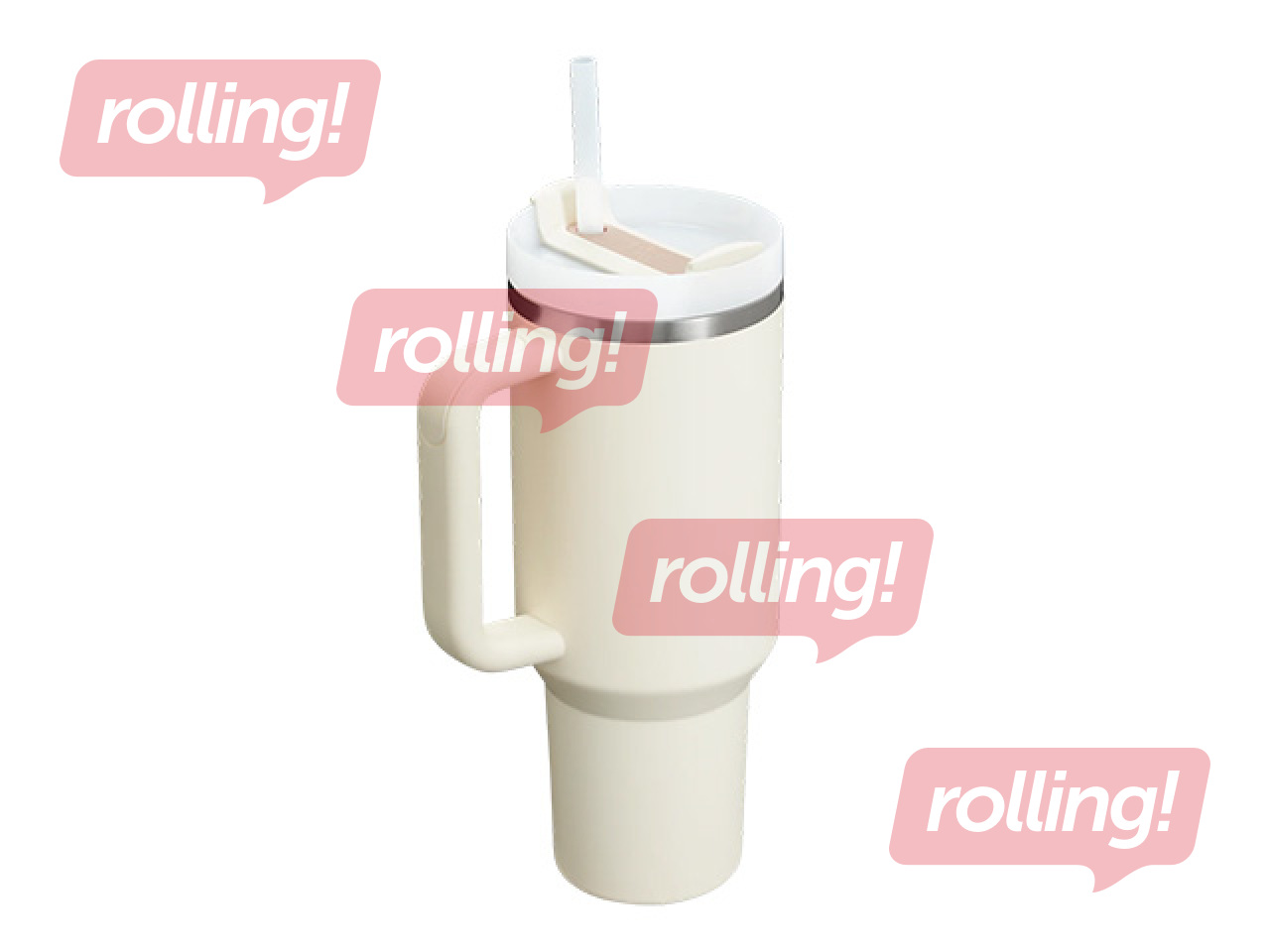 Thermal tumbler Stanley, Quencher H2.0 Flowstate, with straw, cream color, 1.18l