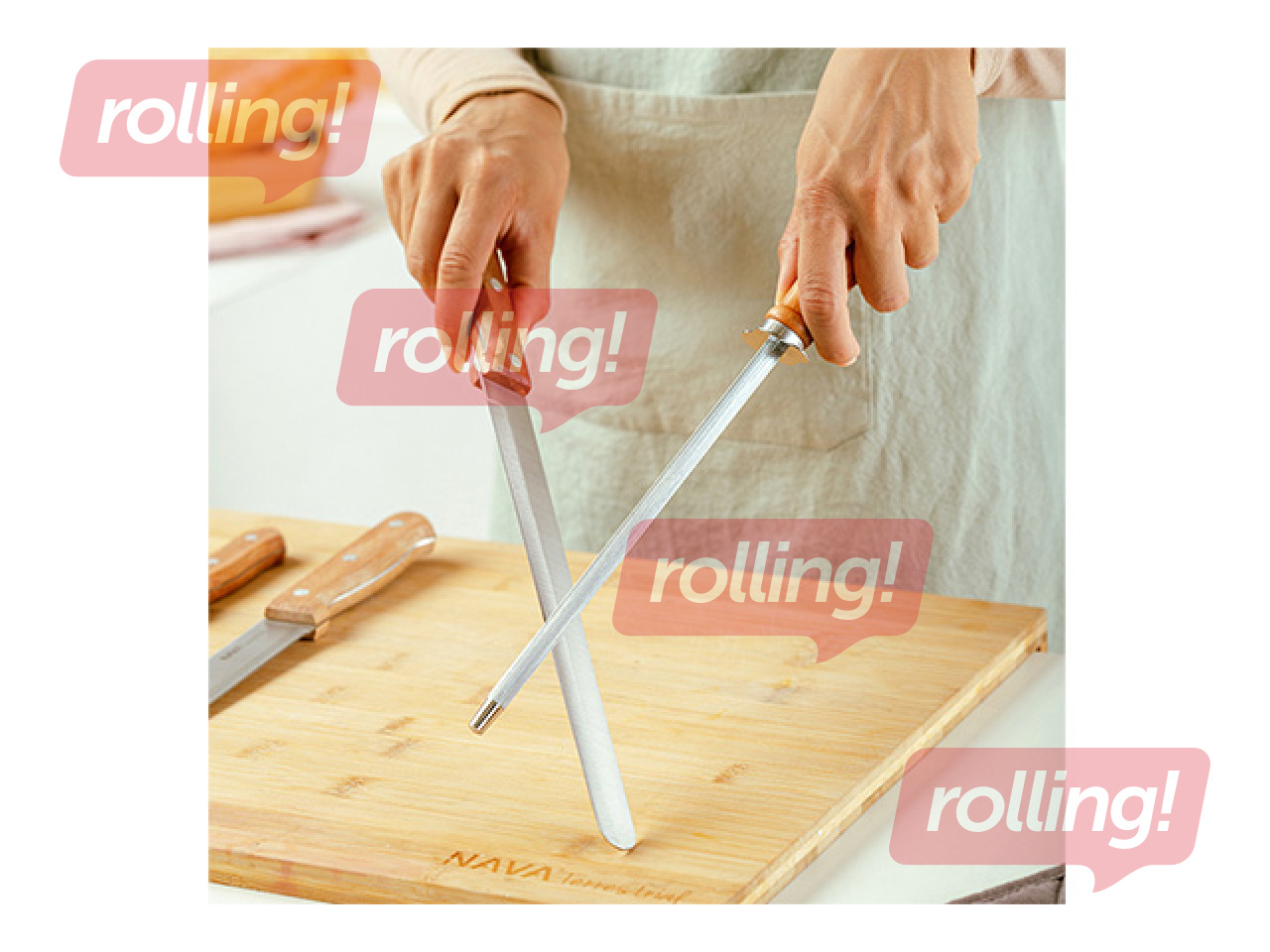 Точилка для ножей, NAVA, с деревянной ручкой, 30.5см