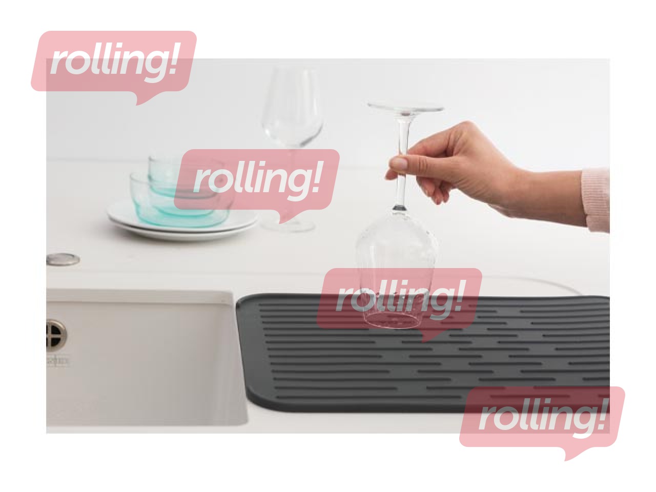 Silicone dish drying mat SinkSide, dark grey, 33×44cm