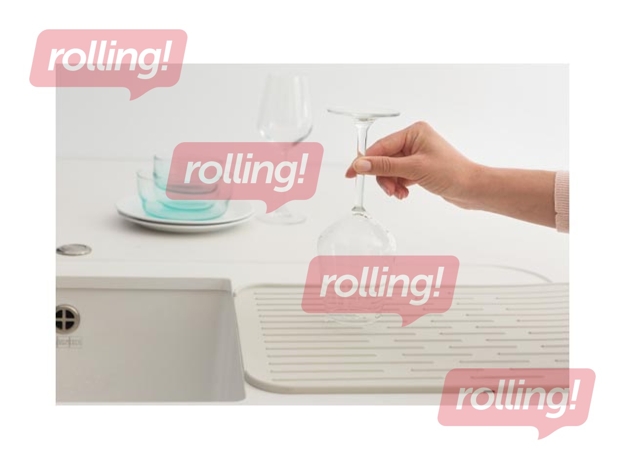 Silicone dish drying mat SinkSide, light grey, 33×44cm