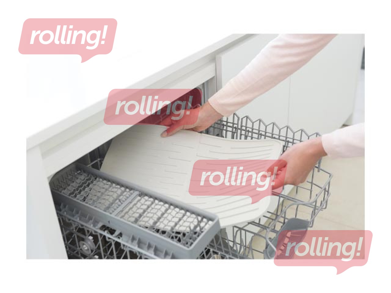 Силиконовый коврик-сушилка для посуды SinkSide, светло-серый, 33×44см