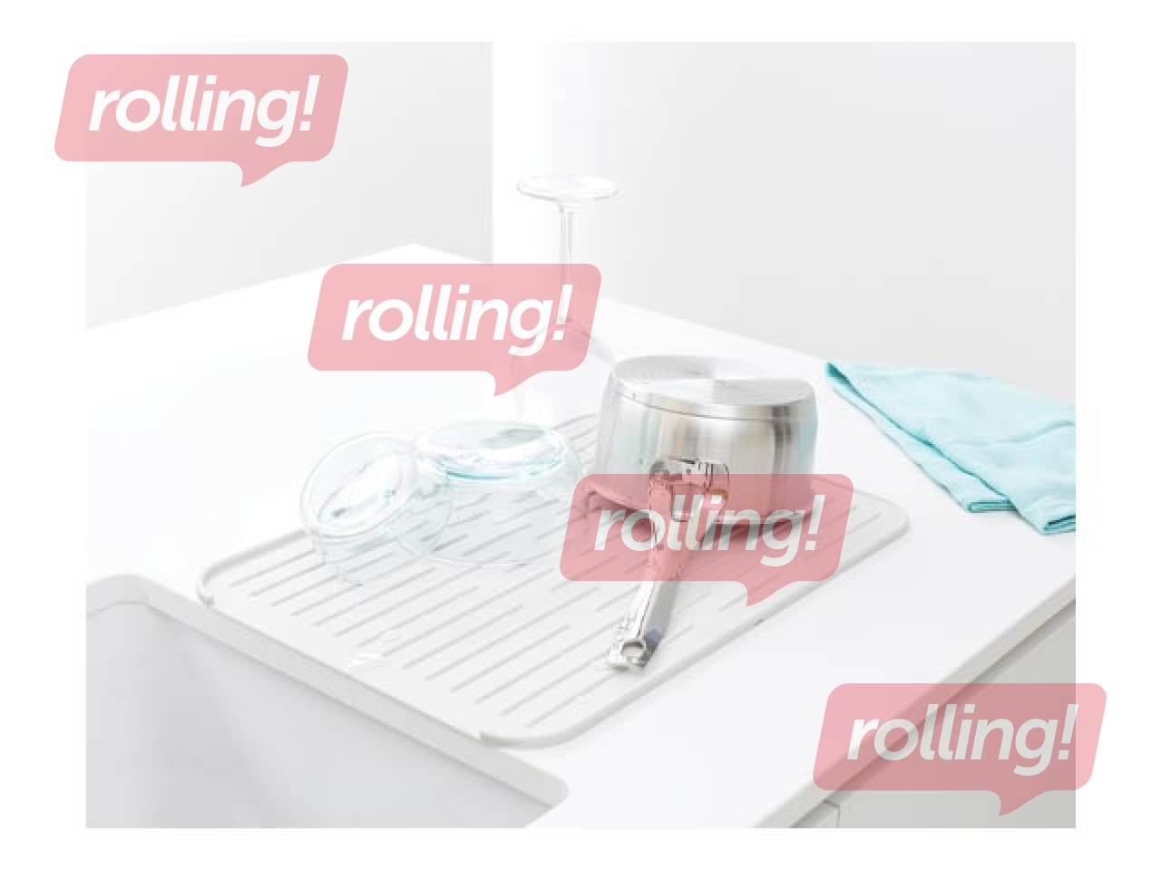 Силиконовый коврик-сушилка для посуды SinkSide, светло-серый, 33×44см