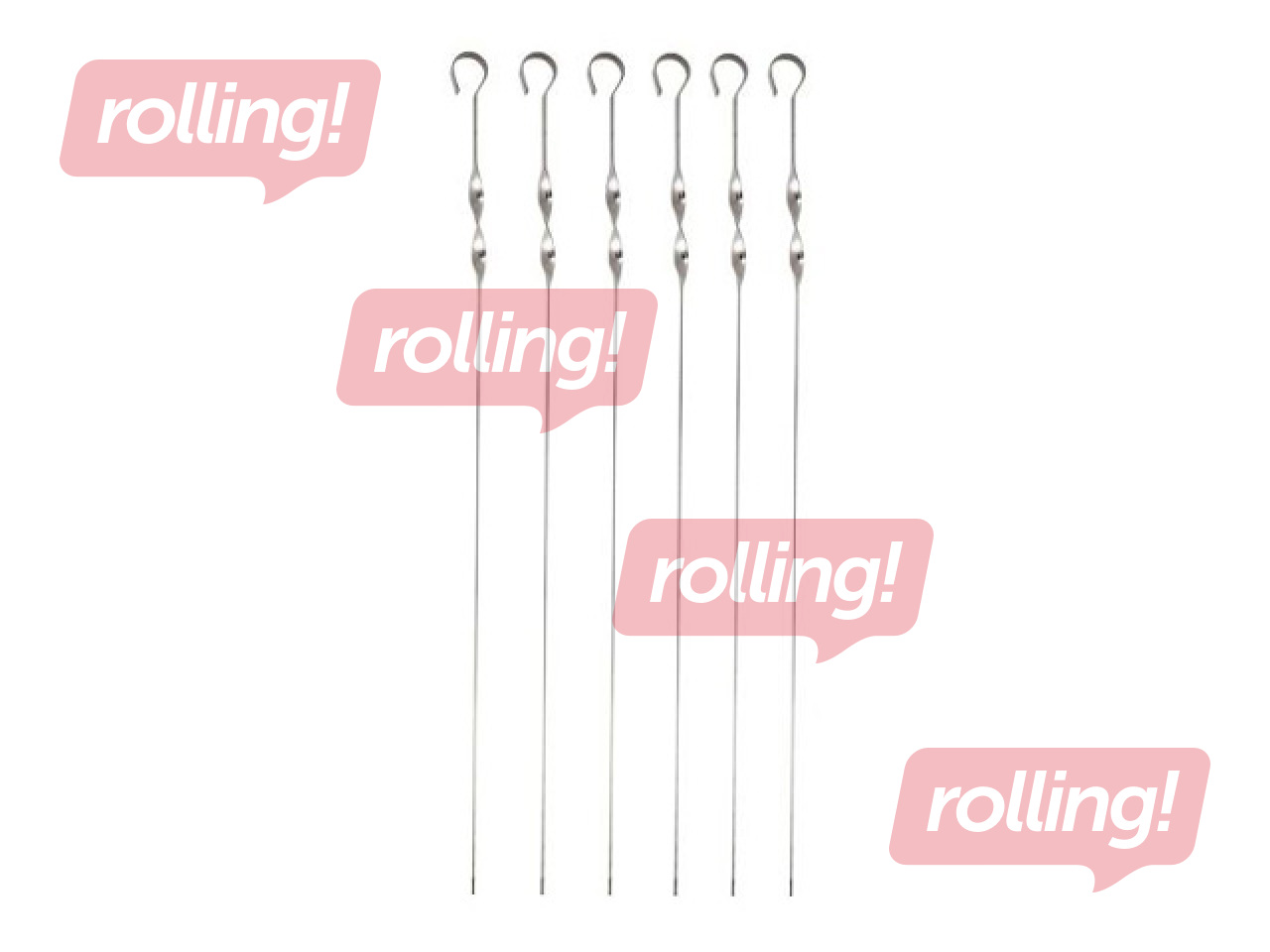 Camping grill skewers, metal, 45cm, 6 pcs.