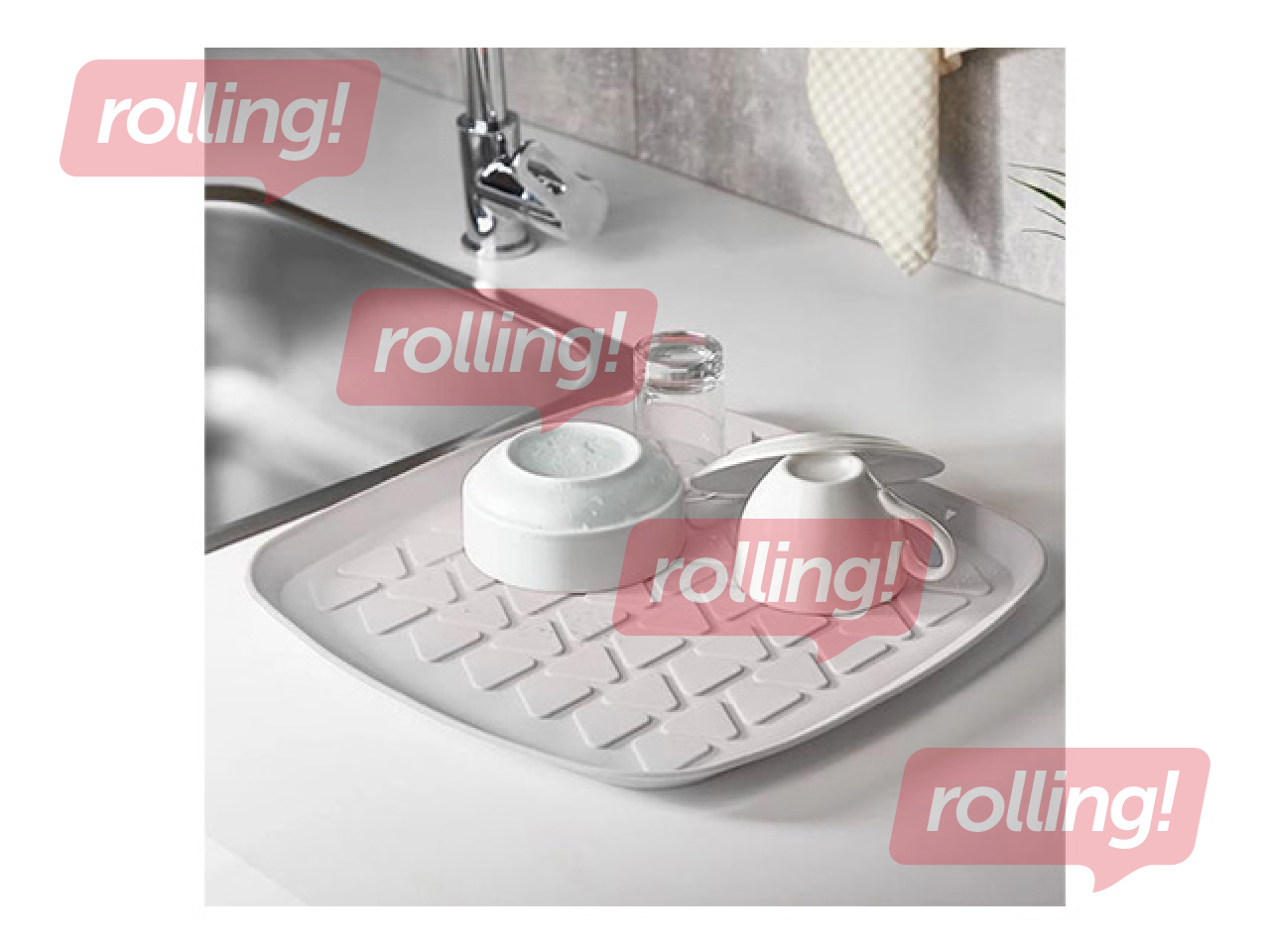 Alus QLux, plastikust, hall, 35x35cm