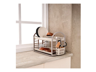 Nõudekuivatusrest Dunyaplastik, alusega, 2-astmeline, 2 värvi, 53x30cm