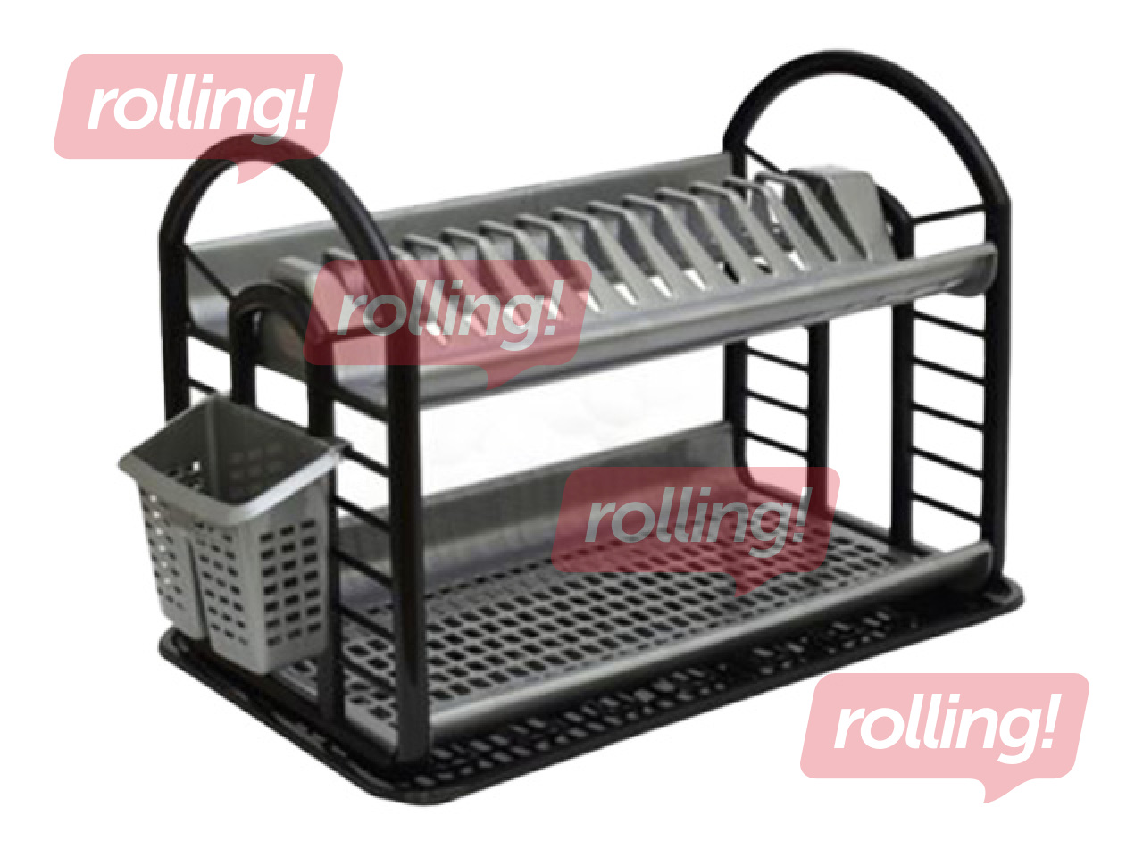 Trauku žāvētājs Dunyaplastik, ar paliktni, 2 stāvi, 2 krāsas, 53x30cm