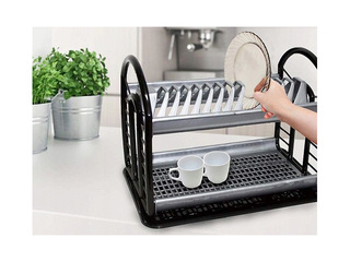 Trauku žāvētājs Dunyaplastik, ar paliktni, 2 stāvi, 2 krāsas, 53x30cm