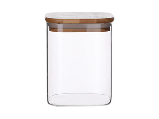Storage container with bamboo lid, square, 1l