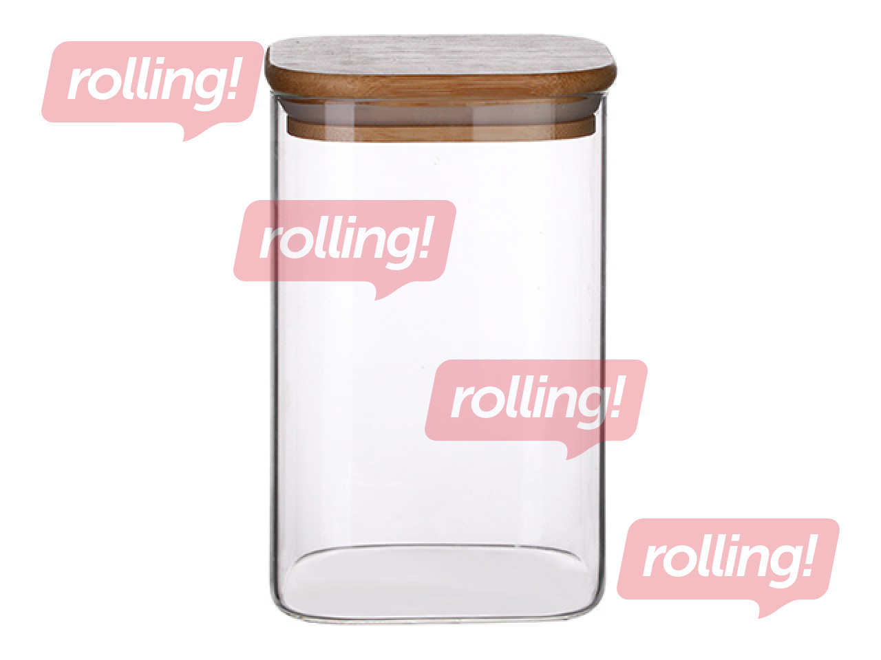 Storage container with bamboo lid, square, 1.25l