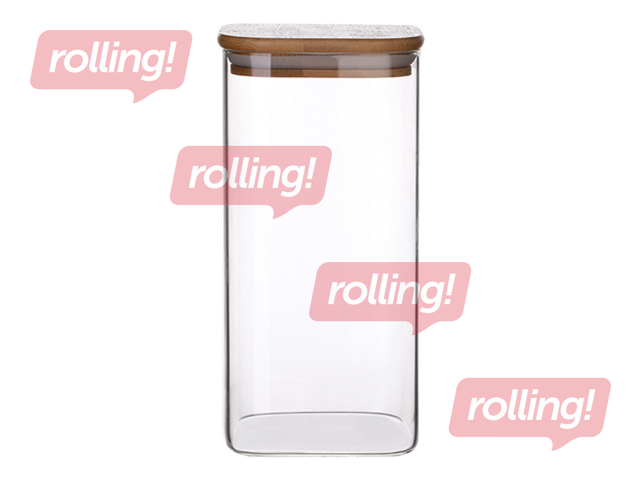 Storage container with bamboo lid, square, 1.7l