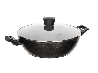 Сковорода для паэльи Galaxy Granite, с крышкой, алюминиевая, Ø28см