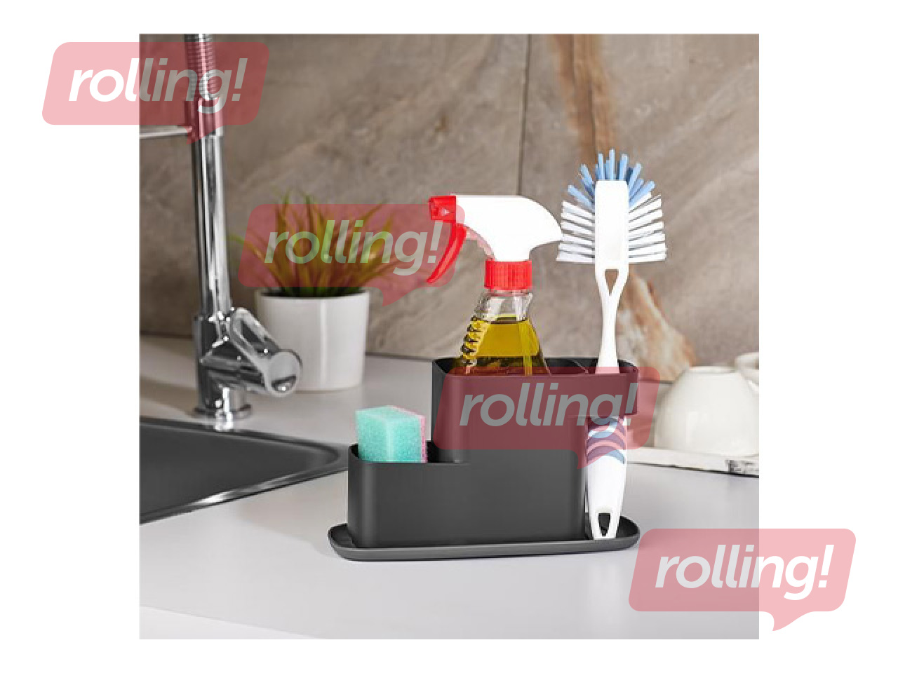 Korraldaja Qlux, svammi, harja ja pesuvahendi jaoks, 21.7×10.3×12.5cm