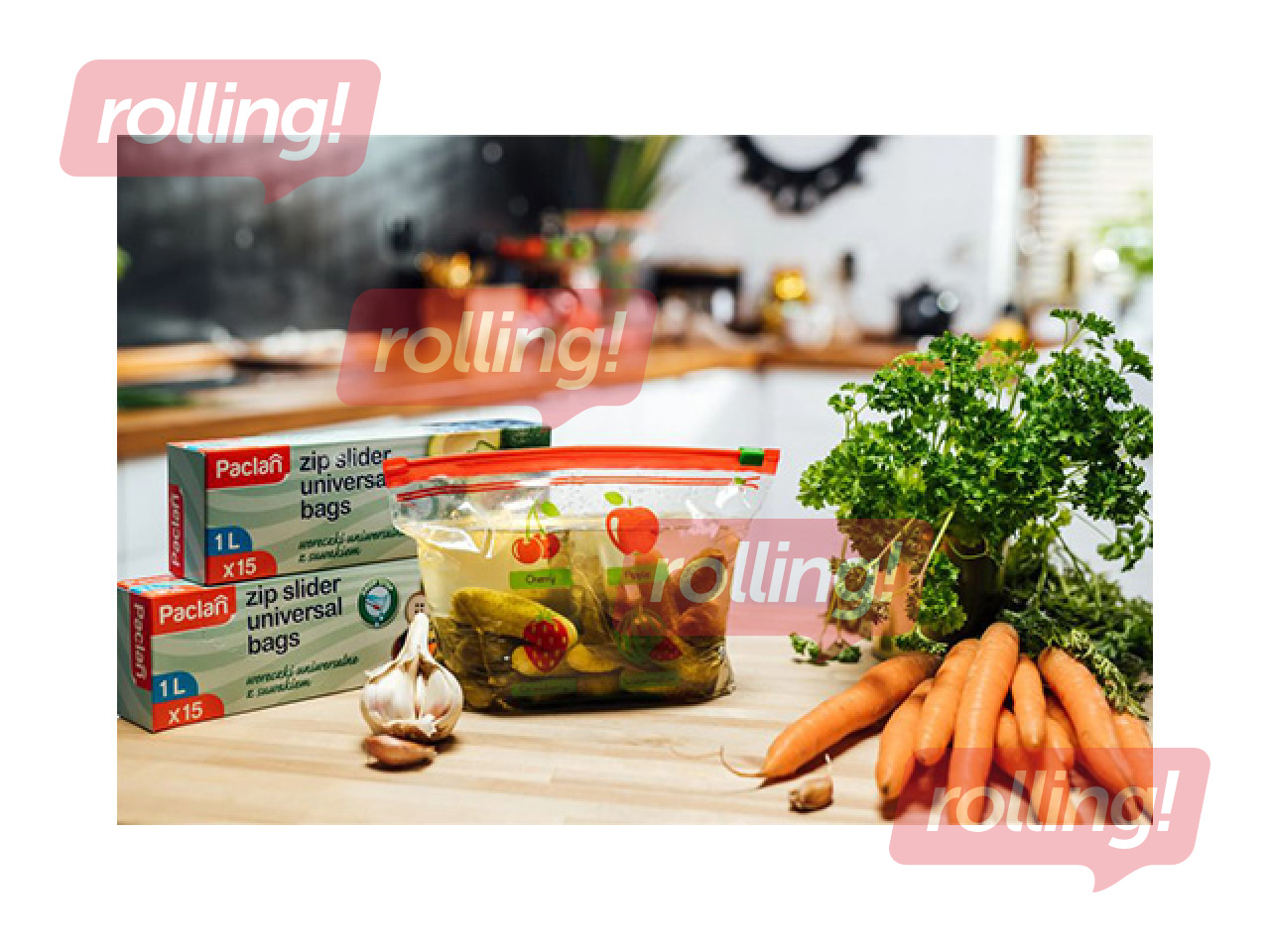 Säilituskotid Paclan, taassuletavad, 1l, 15tk