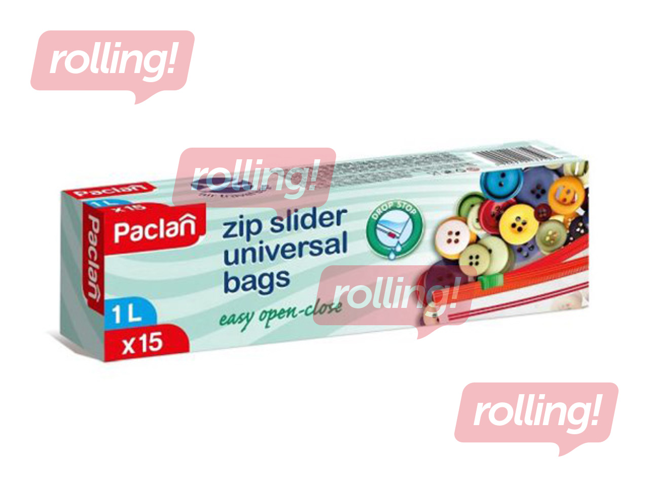 Storage bags Paclan, resealable, 1l, 15pcs