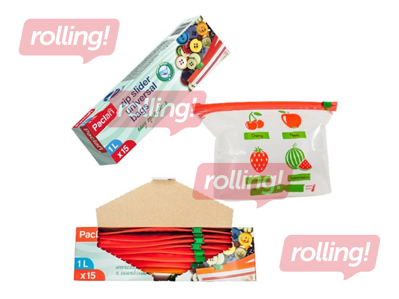 Storage bags Paclan, resealable, 1l, 15pcs