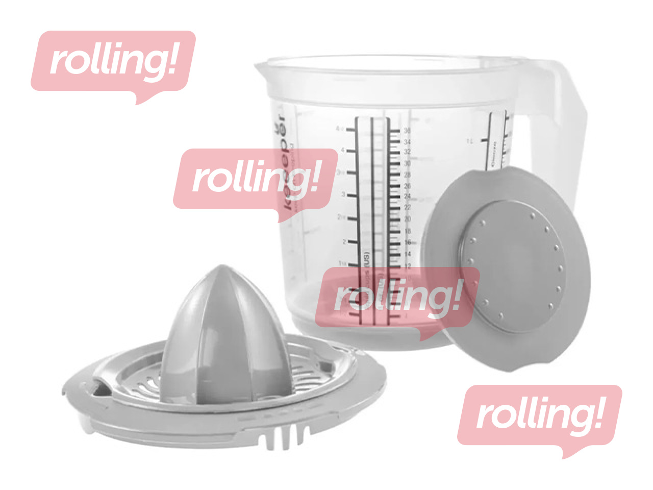 Mõõtekann Keeeper Matteo, plastik, libisemisvastase funktsiooni, kaane ja tsitrusepressiga, 1l