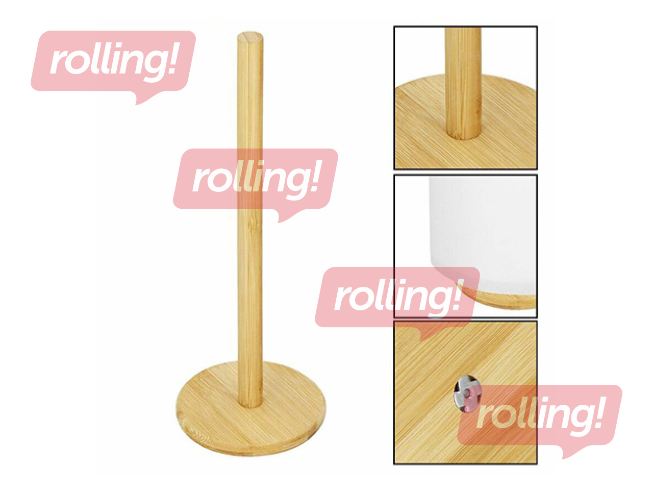 Köögirätikuhoidja Springos, bambus, Ø12x33cm