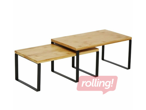 Plaukti Springos, melns rāmis, bambusa toņa virsma, 2 gab.