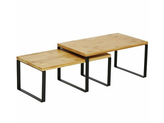 Полки Springos, чёрный каркас, поверхность под бамбук, 2шт