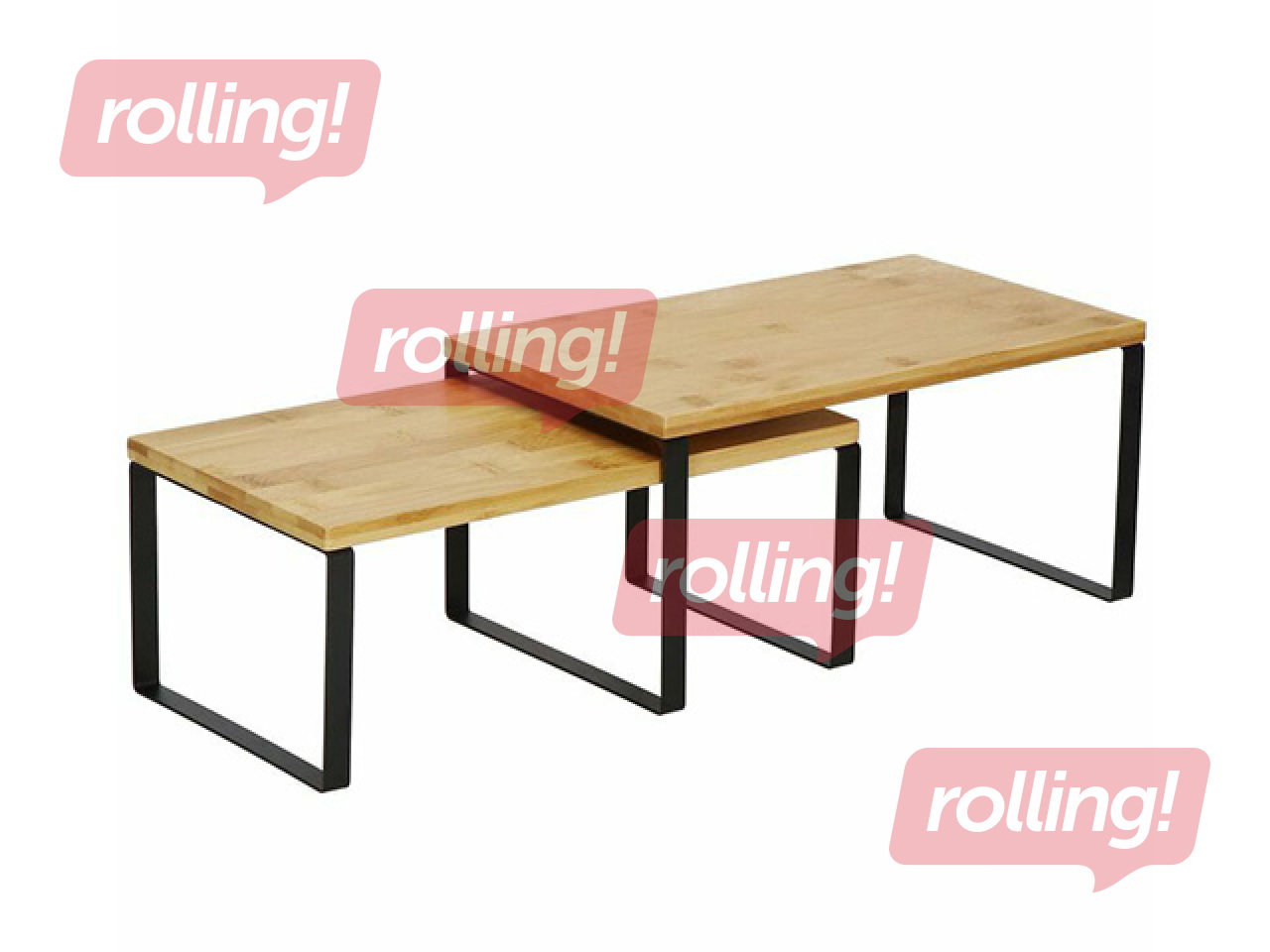 Riiulid Springos, must raam, bambuse tooniga pind, 2tk